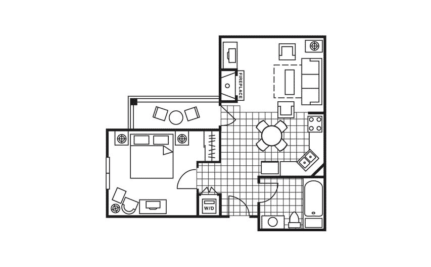 One Bedroom Plus Floor Plan at Valdoro Mountain Lodge in Breckenridge, Colorado