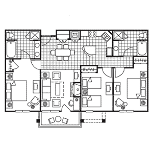 Three Bedroom Floor Plan at Valdoro Mountain Lodge in Breckenridge, Colorado