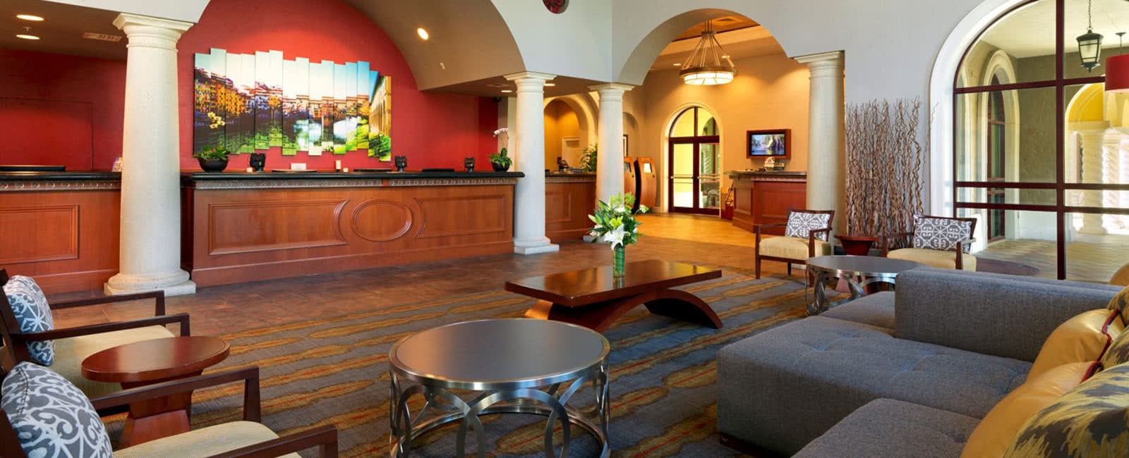 Lobby at Hilton Grand Vacations Club at Tuscany Village in Orlando, Florida