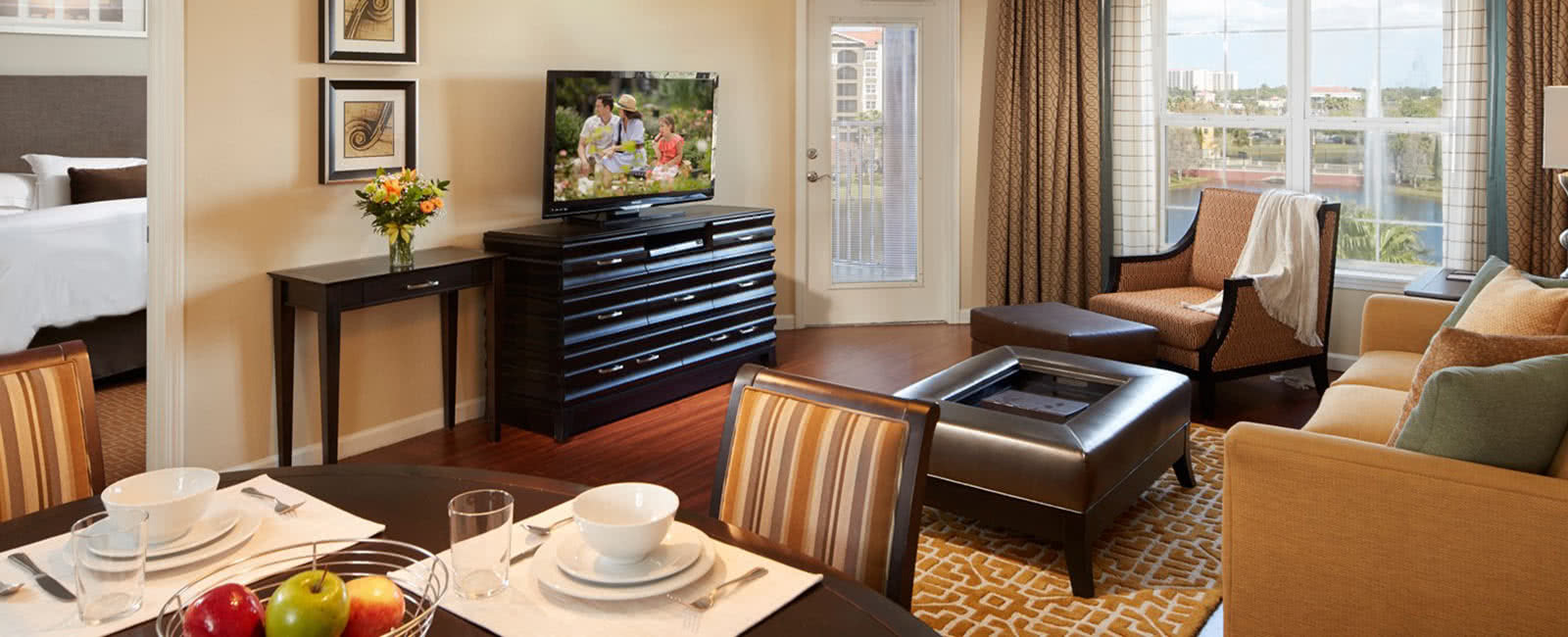 Living Area at Hilton Grand Vacations Club at Tuscany Village in Orlando, Florida