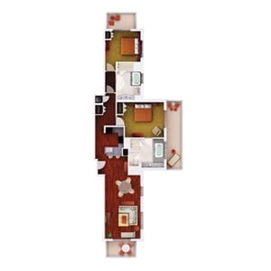 Two-Bedroom Penthouse Floor Plan at Grand Waikikian Resort in Honolulu, Hawaii