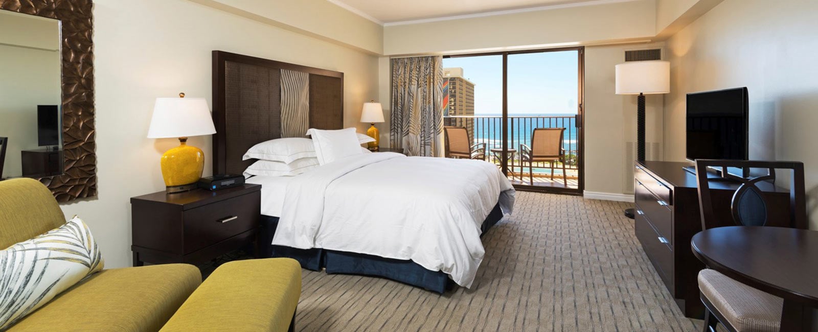 Bedroom at the Kalia Suites in Honolulu, Hawaii