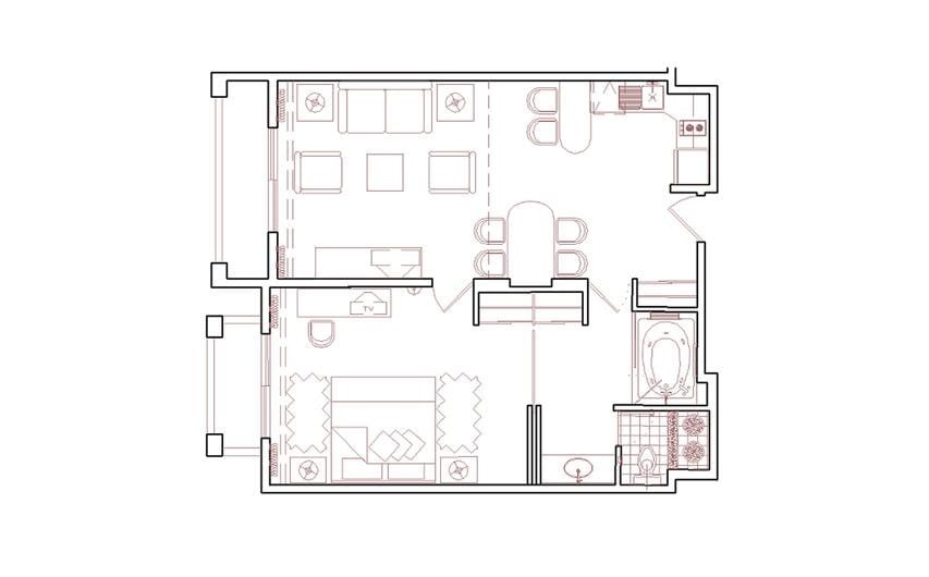 One-Bedroom Floor Plan at Fiesta Americana Villas Cancun in Mexico