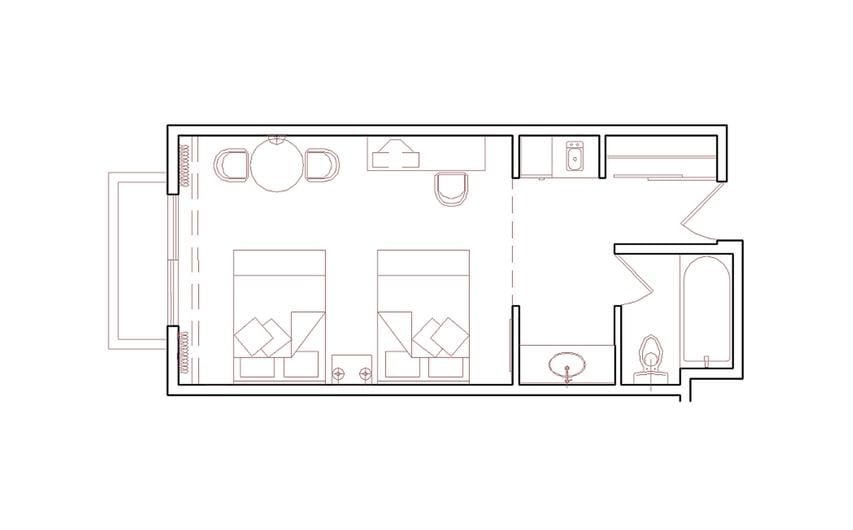 Studio Floor Plan at Fiesta Americana Villas Cancun in Mexico