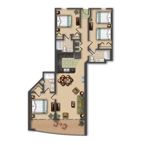 Three-Bedroom Floor Plan at Anderson Ocean Club in Myrtle Beach, South Carolina