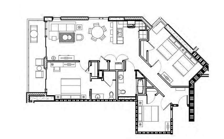 Two-Bedroom Floor Plan at Ocean 22 in Myrtle Beach, South Carolina