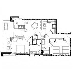 Two-Bedroom Floor Plan at Ocean 22 in Myrtle Beach, South Carolina